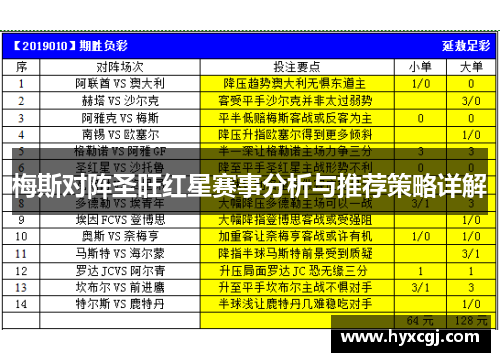 梅斯对阵圣旺红星赛事分析与推荐策略详解